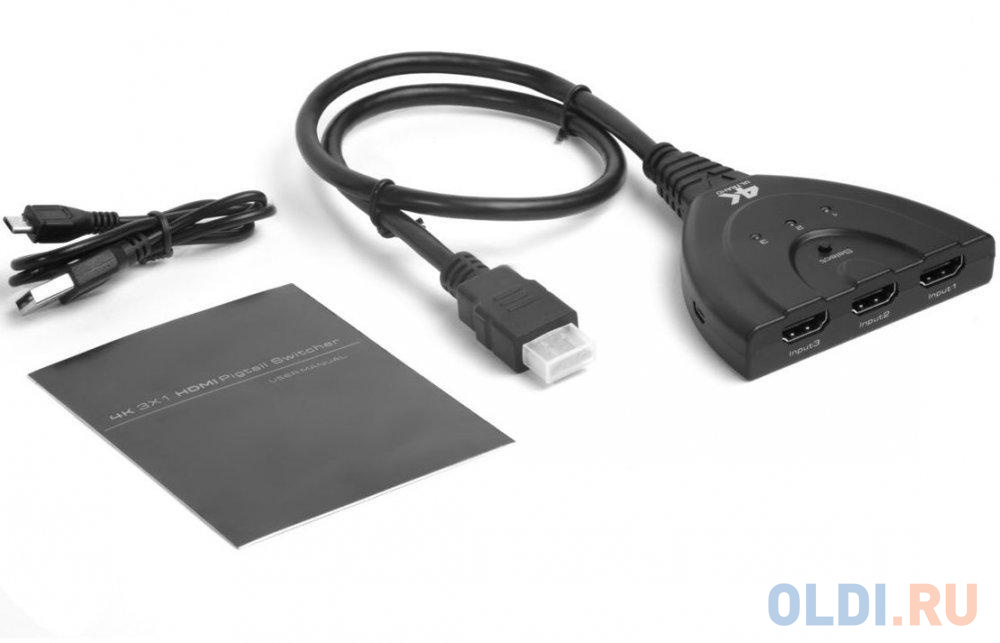 Greenconnect Переключатель HDMI 3 к 1 + USB port серия Greenline в Москвe