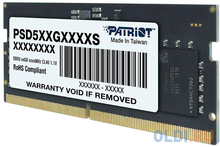 Память DDR5 8Gb 4800MHz Patriot PSD58G480041S RTL PC5-38400 CL40 SO-DIMM 260-pin 1.1В single rank