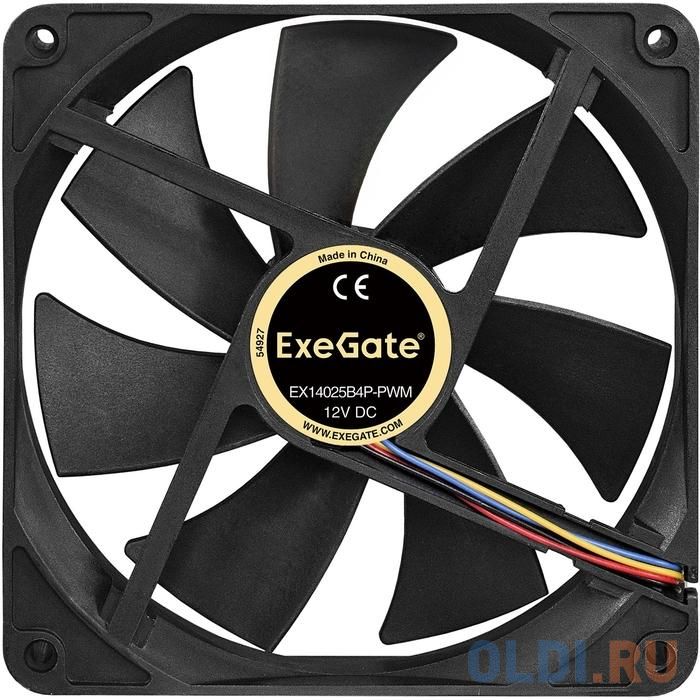 Exegate EX288929RUS Вентилятор ExeGate EX14025B4P-PWM (140x140x25 мм, двойной шарикоподшипник, 4pin, PWM, 28dBA)