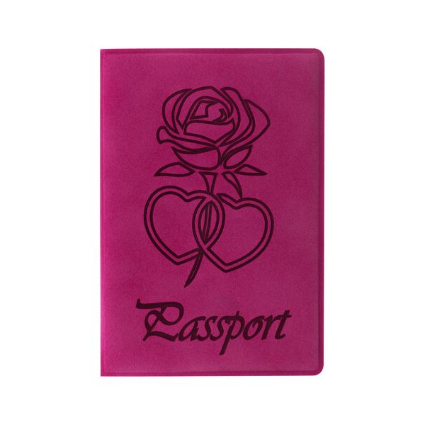 Обложка для паспорта STAFF, бархатный полиуретан, "Роза", розовая, 237619 (5 шт.)