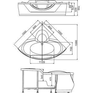 Акриловая ванна Gemy 155x155 (G9025 II C)