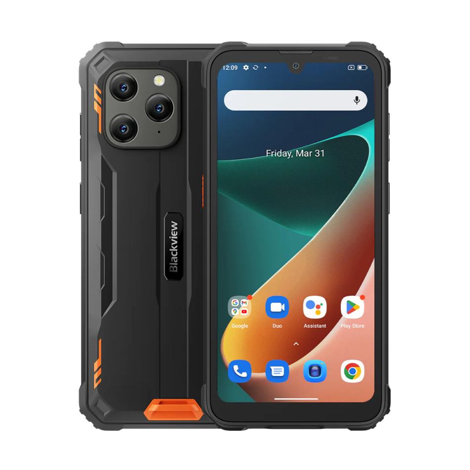 Смартфон Blackview BV5300 Pro, 6.1" 720x1560 IPS, MediaTek Helio P35, 4Gb RAM, 64Gb, 3G/4G, NFC, Wi-Fi, BT, Cam, 2-Sim, 6.58 А·ч, USB Type-C, Android 12, черный/оранжевый (BV5300 Pro Orange)