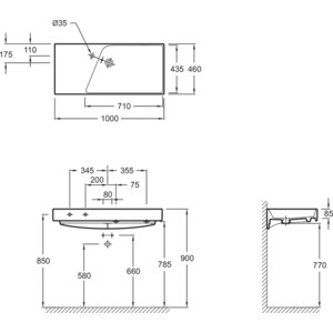 Раковина мебельная Jacob Delafon Rythmik 100x46 (EXN112-Z-00) в Москвe