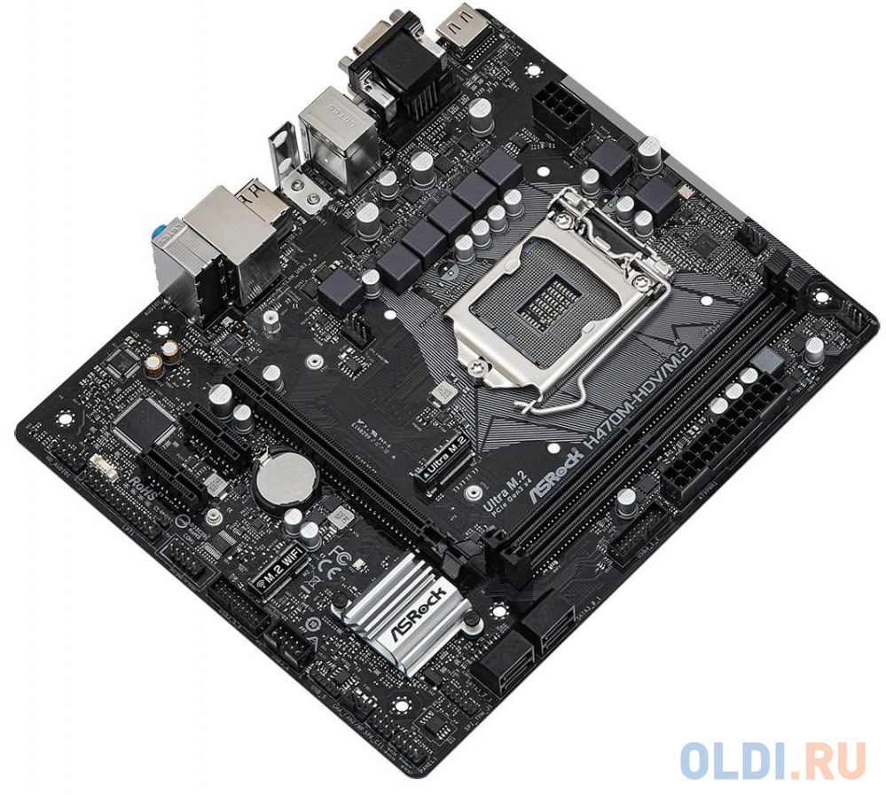 Материнская плата ASRock H470M-HDV/M.2 Socket 1200 H470 2xDDR4 1xPCI-E 16x 2xPCI-E 1x 4 mATX Retail в Москвe