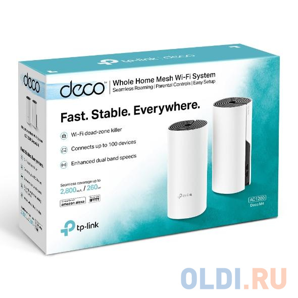 Роутер TP-LINK DECO M4(2-PACK) AC1200 Домашняя Mesh Wi-Fi система