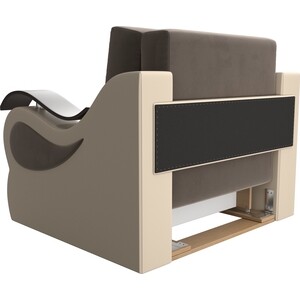 Кресло-кровать АртМебель Меркурий велюр коричневый экокожа бежевый (80)