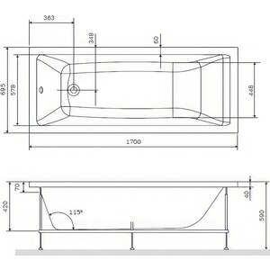 Акриловая ванна Am.Pm Gem 170х70 (W93A-170-070W-A)