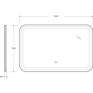 Зеркало Cezares Stylus 110х70 с подсветкой, сенсор, подогрев (CZR-SPC-STYLUS-1100-700-TCH-WARM)