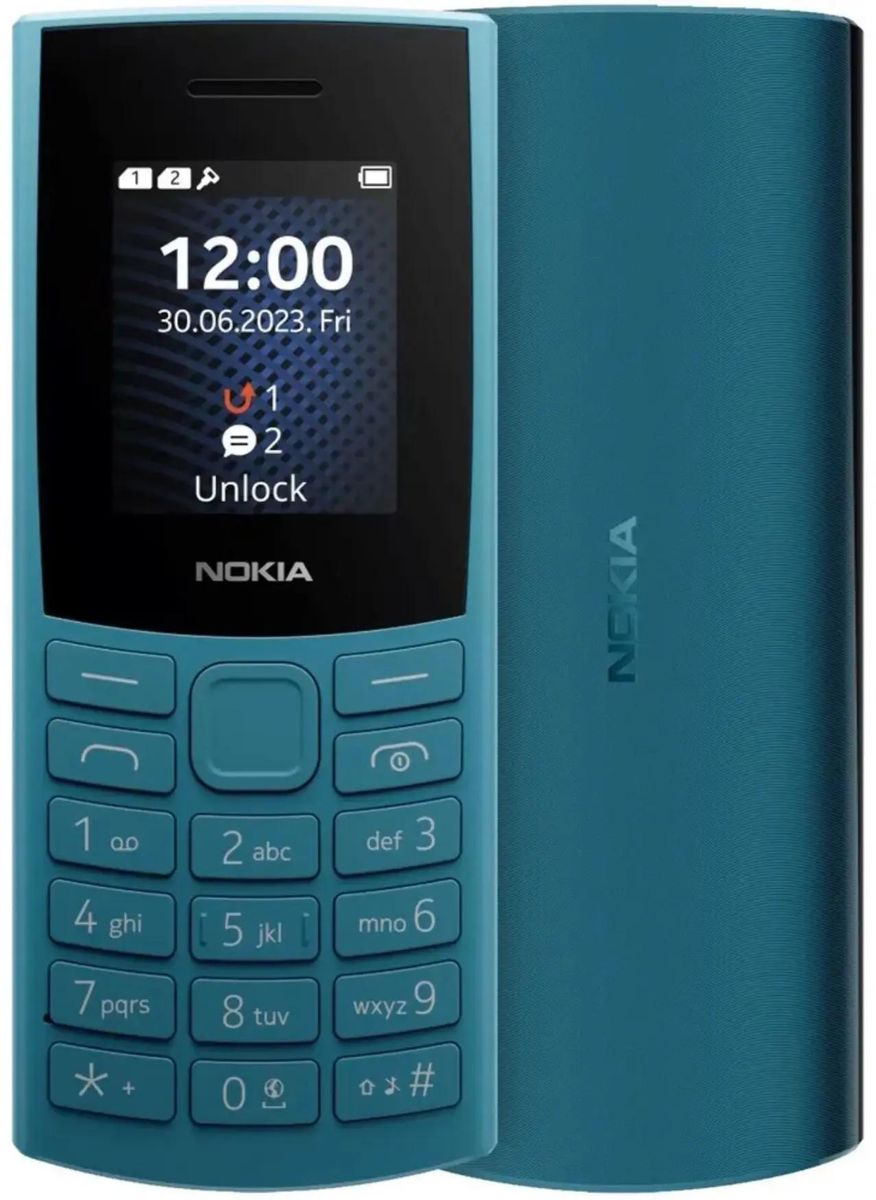 Мобильный телефон Nokia 105 DS (2023), 1.8" 160x128 TN, 2-Sim, 1000 мА·ч, micro-USB, Series 30+, синий (TA-1416/SP01Z07Z1830Y) без зарядного устройства