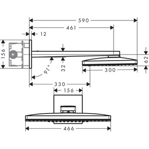 Верхний душ с кронштейном Hansgrohe Rainmaker Select 460 для 01800180 черный/хром (24005600)