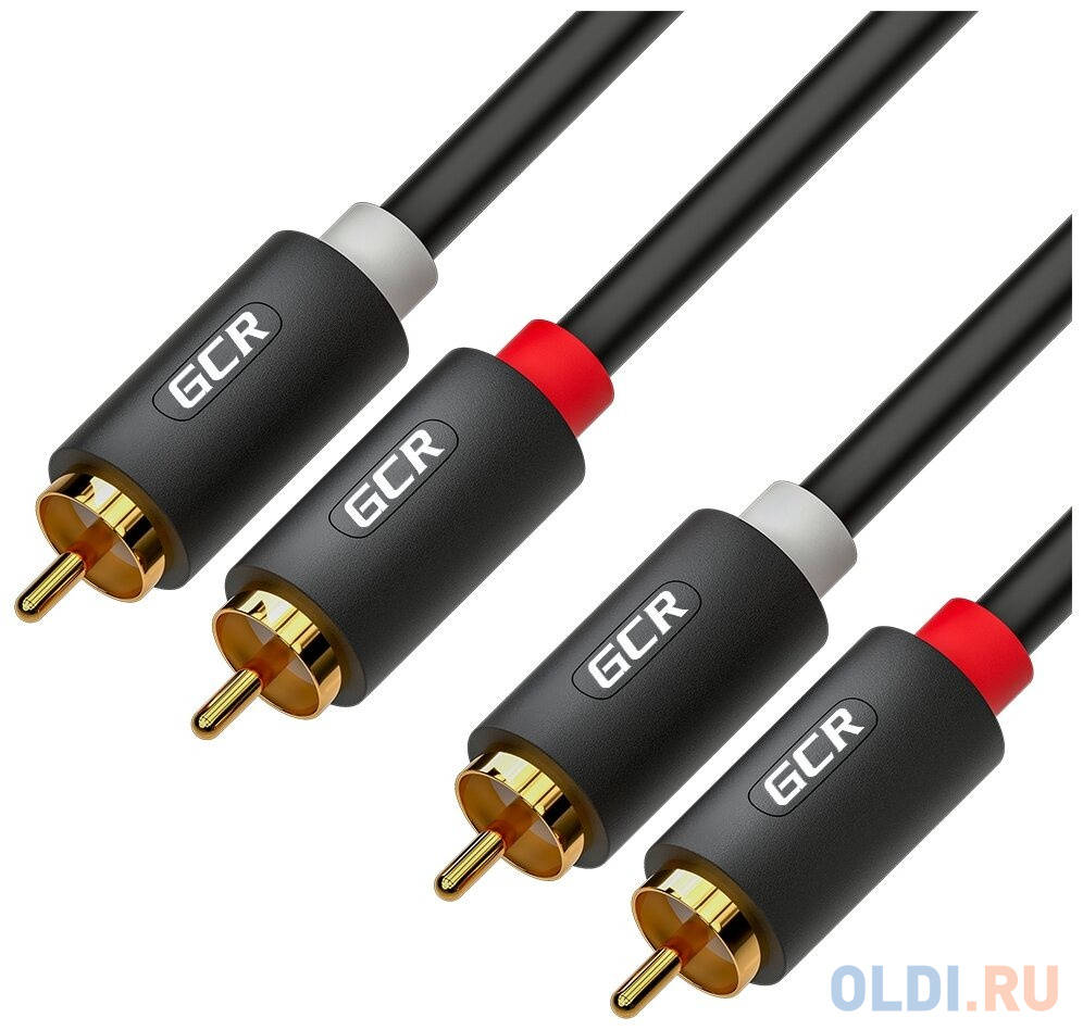 GCR Кабель 7.5m аудио 2 х RCA / 2 х RCA , GOLD, черный, GCR-53117 в Москвe