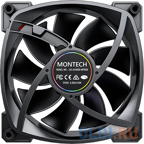 Вентилятор для корпуса Montech RX140 Reverse ARGB 140х140x25 черный 4-pin 27.9дБ (RX140 PWM BLACK) Ret в Москвe