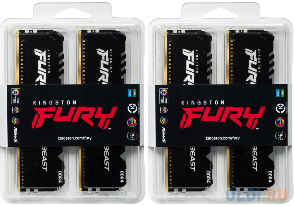 Kingston 32GB 3600MHz DDR4 CL17 DIMM (Kit of 4) FURY Beast RGB в Москвe