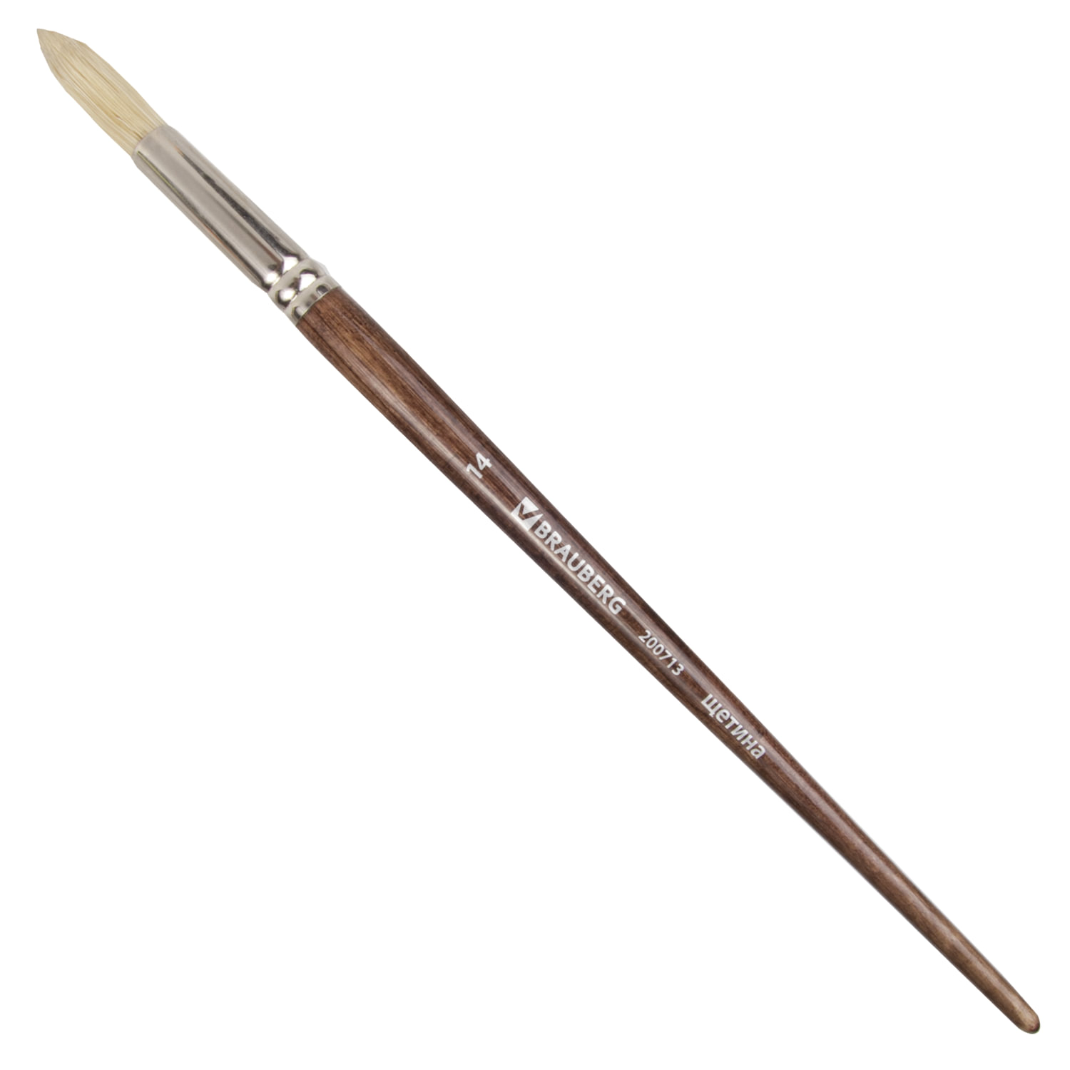 Кисть художественная профессиональная BRAUBERG ART CLASSIC, щетина, круглая, № 14, длинная ручка