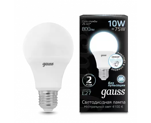 Умная лампа gauss, 10Вт, 800лм, 4100К, E27, белый (102502210-M)