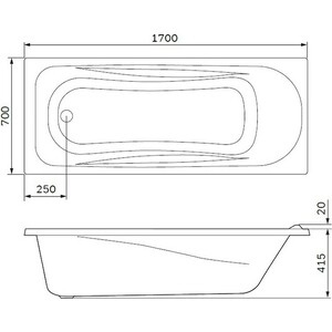 Акриловая ванна Am.Pm Sense 170x70 с каркасом и слив-переливом (W75A-170-070W-KL) в Москвe