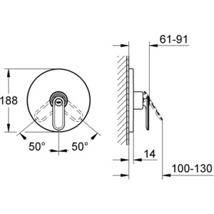 Смеситель для душа Grohe Veris встраиваемый, для механизма 35501, черный бархат (19367KS0)