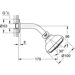 Верхний душ с кронштейном Grohe Tempesta хром (27870001) в Москвe