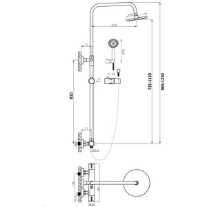 Душевая система Agger Thermo 225 с термостатом, черная (A2451244) в Москвe