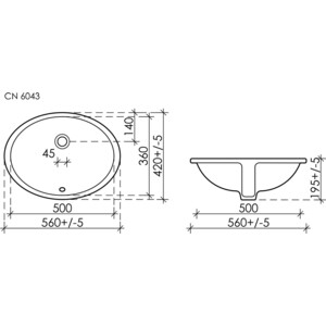 Раковина встраиваемая Ceramica Nova Element 56х42 (CN6043)