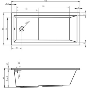 Акриловая ванна Riho Lusso Plus 170x80 без гидромассажа (B006001005) в Москвe