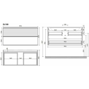 Мебель для ванной Sancos Delta 100х45 дуб красный/графит