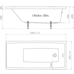 Акриловая ванна Triton Джена 150x70 (Щ0000001221)