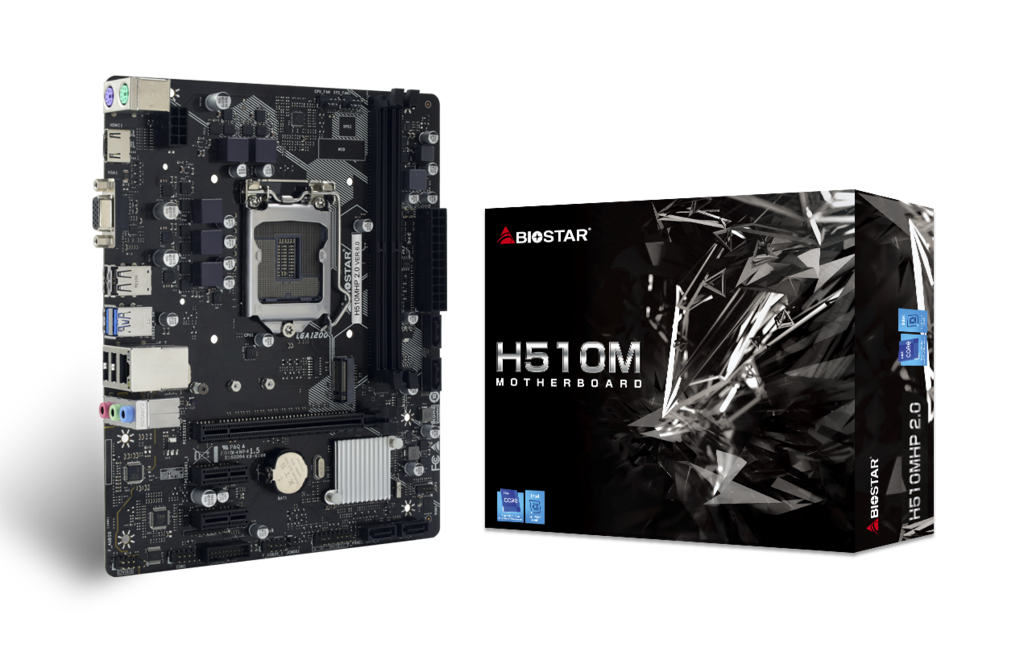 Материнская плата Biostar H510MHP 2.0, Socket1200, Intel H510, 2xDDR4, PCI-Ex16, 4SATA3, 7.1-ch, GLAN, 4 USB 3.2, VGA, HDMI, mATX, Retail