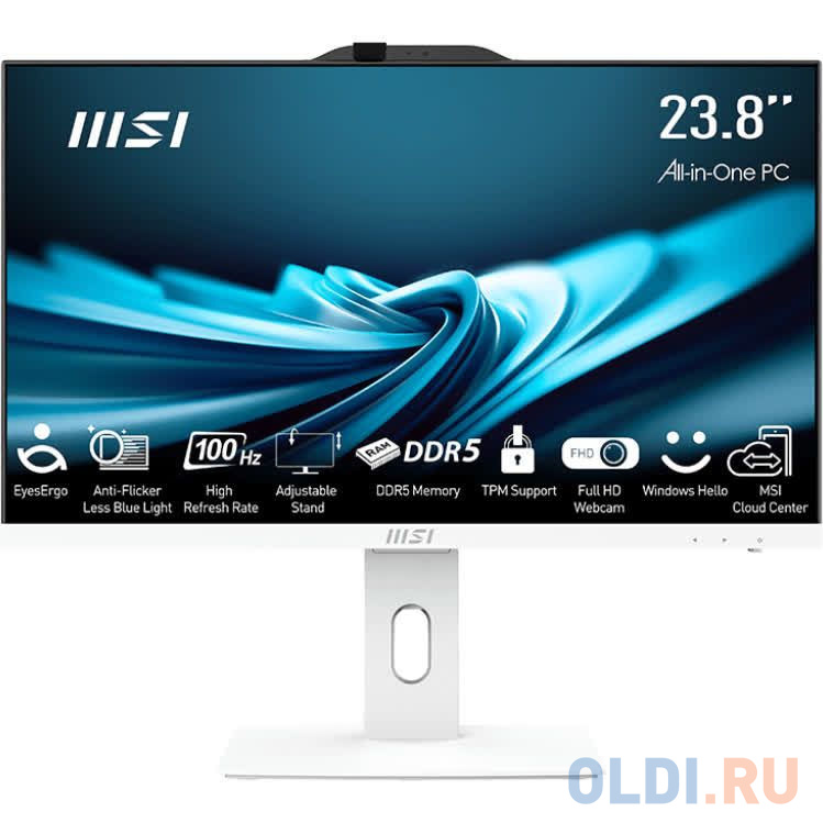 Моноблок MSI Pro AP242P 14M-676XRU 23.8" Full HD i3 14100 (3.5) 16Gb SSD512Gb UHDG 730 noOS GbitEth WiFi BT 120W клавиатура мышь Cam белый 1920x1