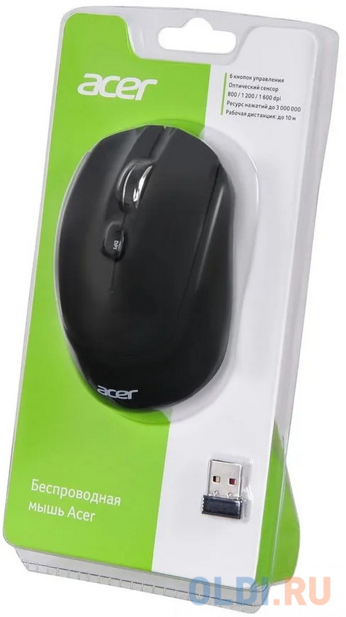 Мышь беспроводная Acer OMR040 чёрный USB + радиоканал