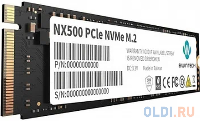 Твердотельный накопитель SSD M.2 BiwinTech 256Gb NX500 Series <82P1B8#G> (PCI-E 3.0 x4, up to 1900/1300MBs, 3D NAND, 140TBW, 22х80mm)