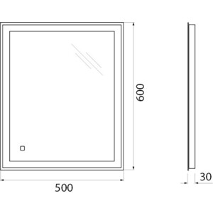 Зеркало BelBagno Spc-Grt 50х60 с подсветкой, сенсор (SPC-GRT-500-600-LED-TCH)