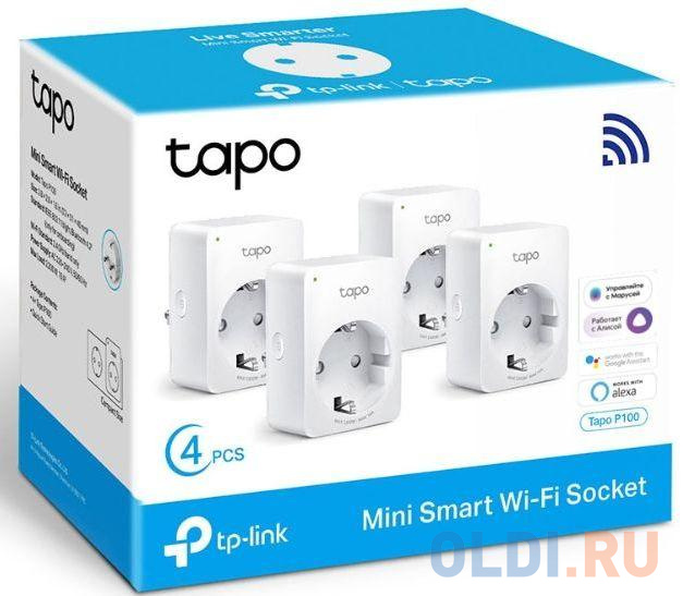 Умная розетка TP-Link TAPO P100(4-PACK) EU VDEBT Wi-Fi