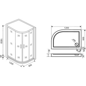 Душевой уголок Good Door Infinity R 120х80 матовый Grape, хром (R-120-G-CH)