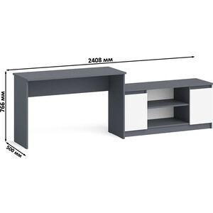 Комплект СВК Мори Стол письменный МСП1200.1 + Тумба МТВ1200.1, цвет графит/белый в Москвe