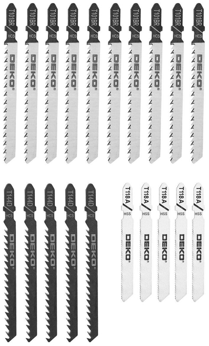 Набор пилок для лобзика по дереву и металлу DEKO JSB20, 20 шт в Москвe