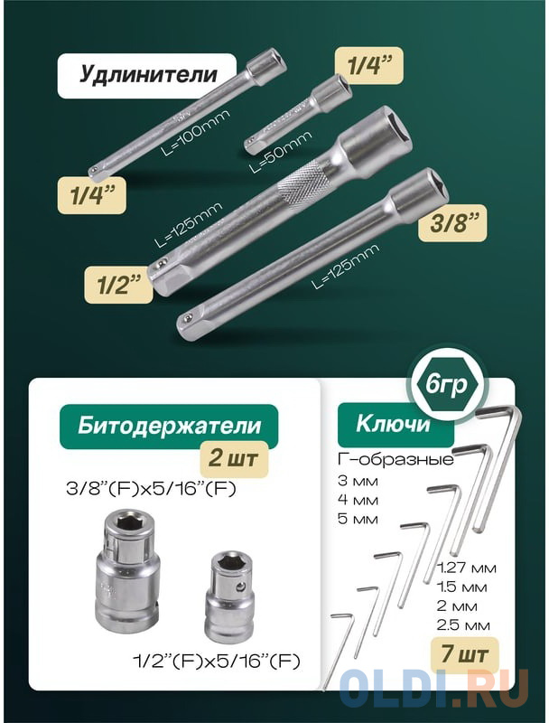 Rockforce Набор инструмента 1/2&1/4&3/8DR с 6-гранными головками, 150 предметов RF-41501-5(11889) в Москвe