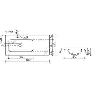 Раковина мебельная Ceramica Nova Element 101х46 левая (CN7014)