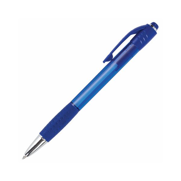 Ручка шариковая автоматическая с грипом BRAUBERG SUPER, СИНЯЯ, корпус синий, узел 0,7 мм, линия письма 0,35 мм, 143374 (24 шт.)