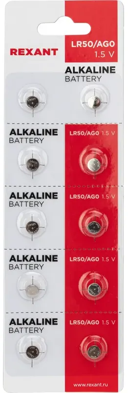 Батарея REXANT для часов, AG0 / 379A / LR521, 1.5V, 10 шт. (30-1041) в Москвe