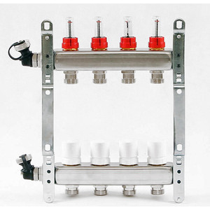 Коллекторная группа Uni-Fitt 1''х3/4'' 4 выходов с расходомерами и термостатическими вентилями (450I4304)