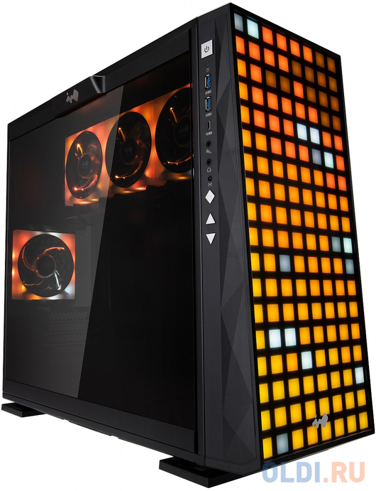 In-Win CF06CX (309 Gaming)BL  U3*2+TypeC *1+A, LED Mode button, black color, Saturn ASN120 fan*4 (top*3, rear*1),  glass side panel, LED RGB F/P with/ в Москвe