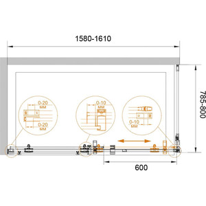 Душевой уголок Cezares Stylus-M AH-1 160х80 прозрачный, хром (STYLUS-O-M-AH-1-160/80-C-Cr)