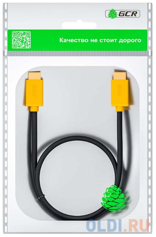 Кабель HDMI 2м Green Connection GCR-HM441-2.0m круглый черный/желтый