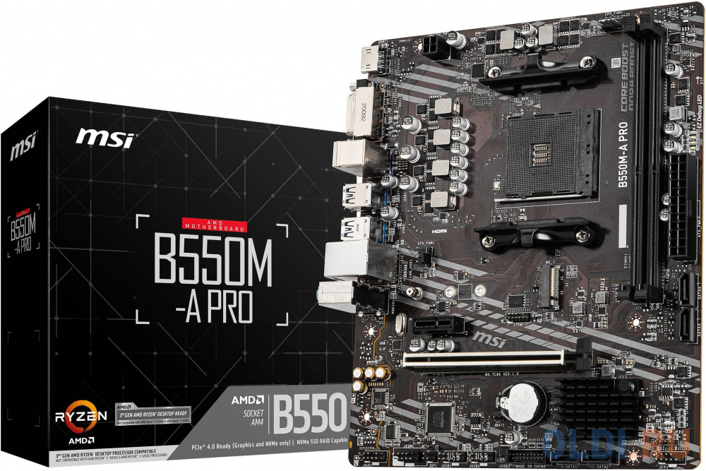 Материнская плата MSI B550M-A PRO Soc-AM4 AMD B550 2xDDR4 mATX AC`97 8ch(7.1) GbLAN RAID+DVI+HDMI