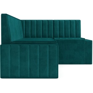 Кухонный угловой диван Mebel Ars Вермут (Бархат сине-зеленый STAR VELVET 43 BLACK GREEN) 211х83х141 см (M11-23-2)