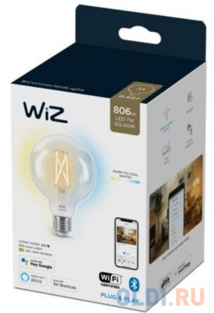 Лампа светодиодная WiZ Wi-Fi BLE 60WG95E27927-65CL1PF/6 в Москвe