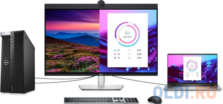 Монитор Dell 31.5" UltraSharp U3223QZ серебристый/черный IPS LED 5ms 16:9 HDMI M/M Cam матовая HAS 400cd 178гр/178гр 3840x2160 60Hz DP 4K USB 7.2