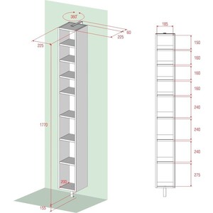 Поворотный зеркальный шкаф Shelf.On Спика Шелф