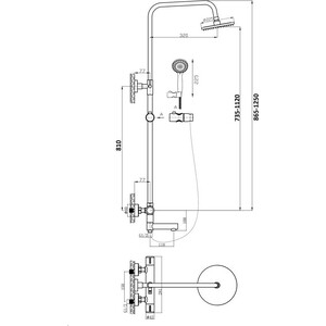 Душевая система Agger Thermo 225 с термостатом, черная (A2461144) в Москвe